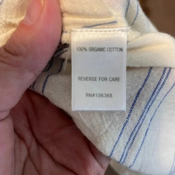 Garnet Hill White with Blue Stripe Organic Cotton Jumpsuit Size XL - Picture 5 of 11